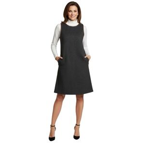 J. McLaughlin Black Houndstooth With Faux Leather Trim Dinah Shift Dress Size S